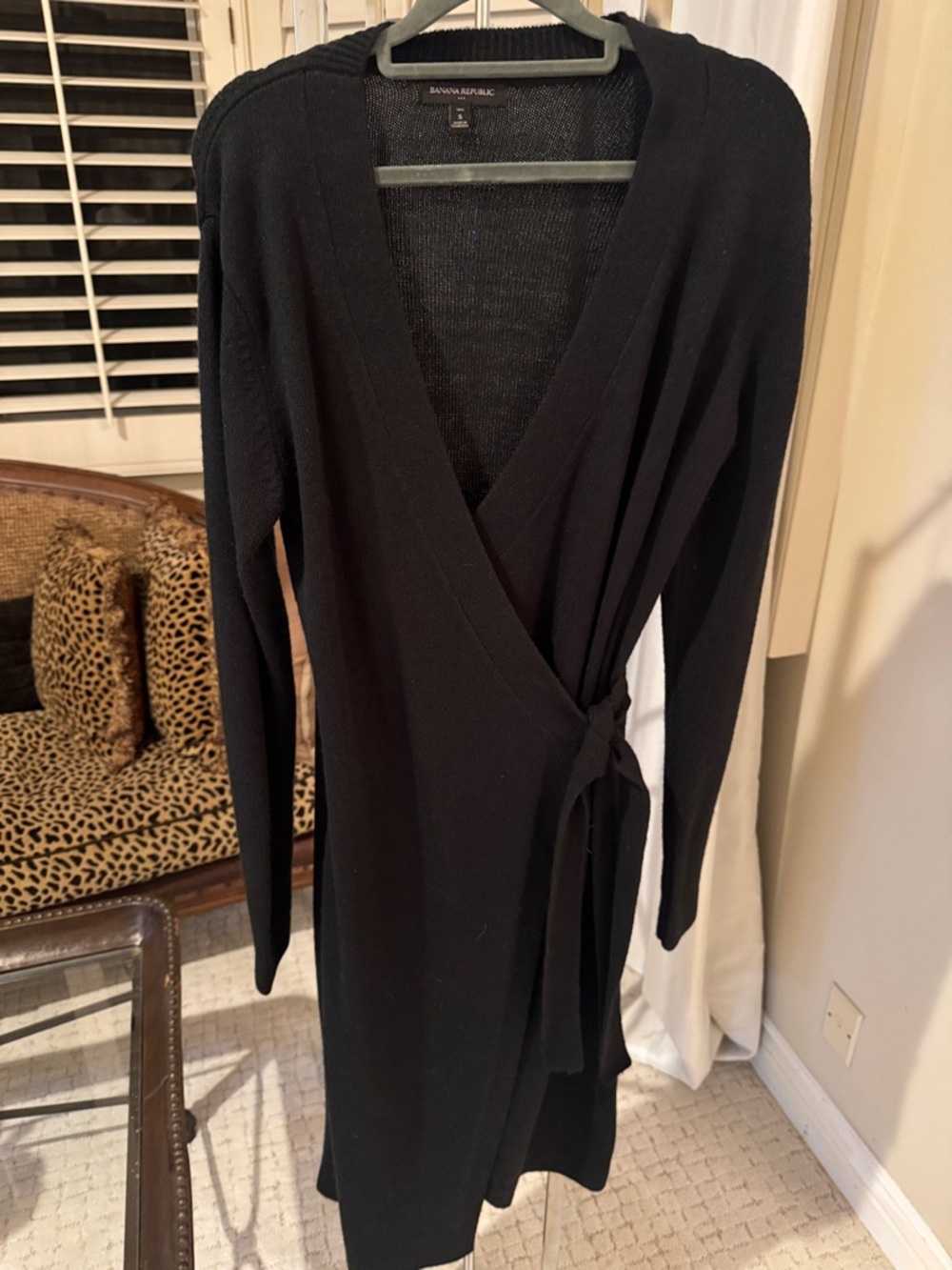Banana Republic Black Wrap Knit Dress